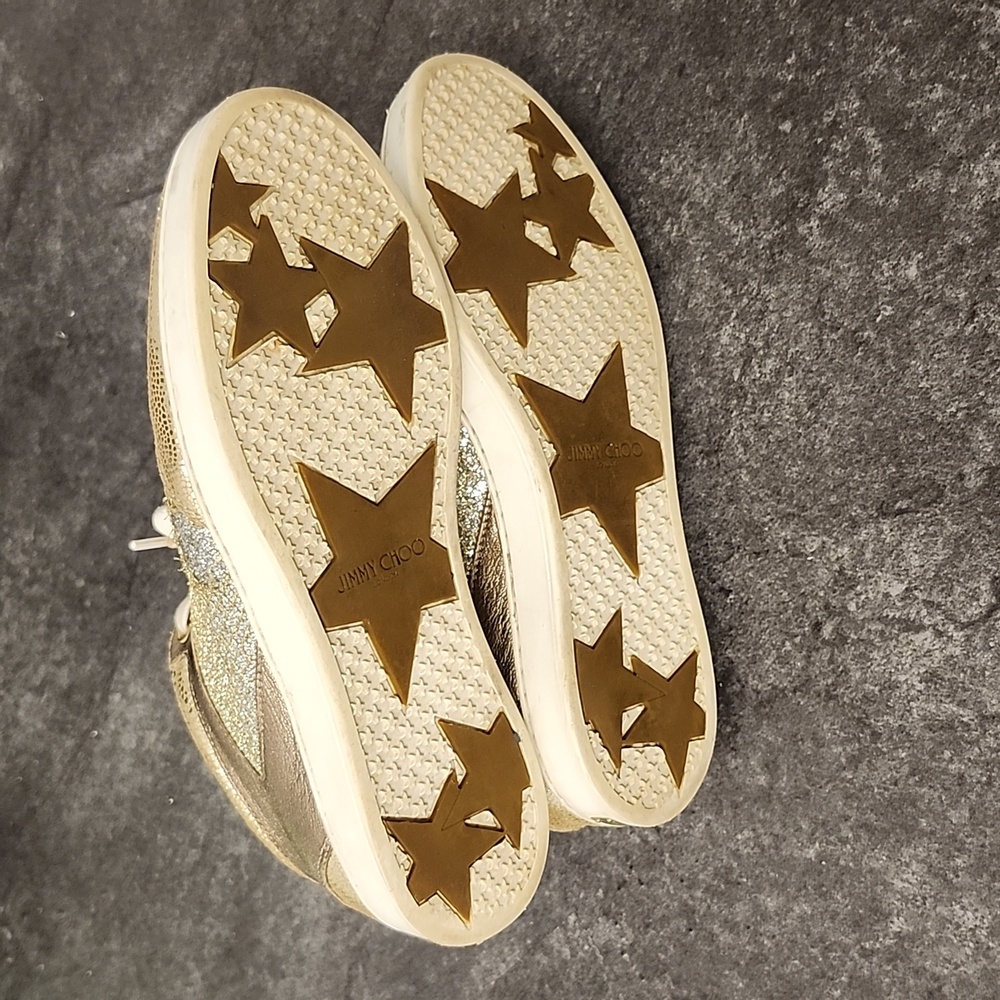 Jimmy Choo size 36 gold metallic lace up sneaker - Picture 7 of 11